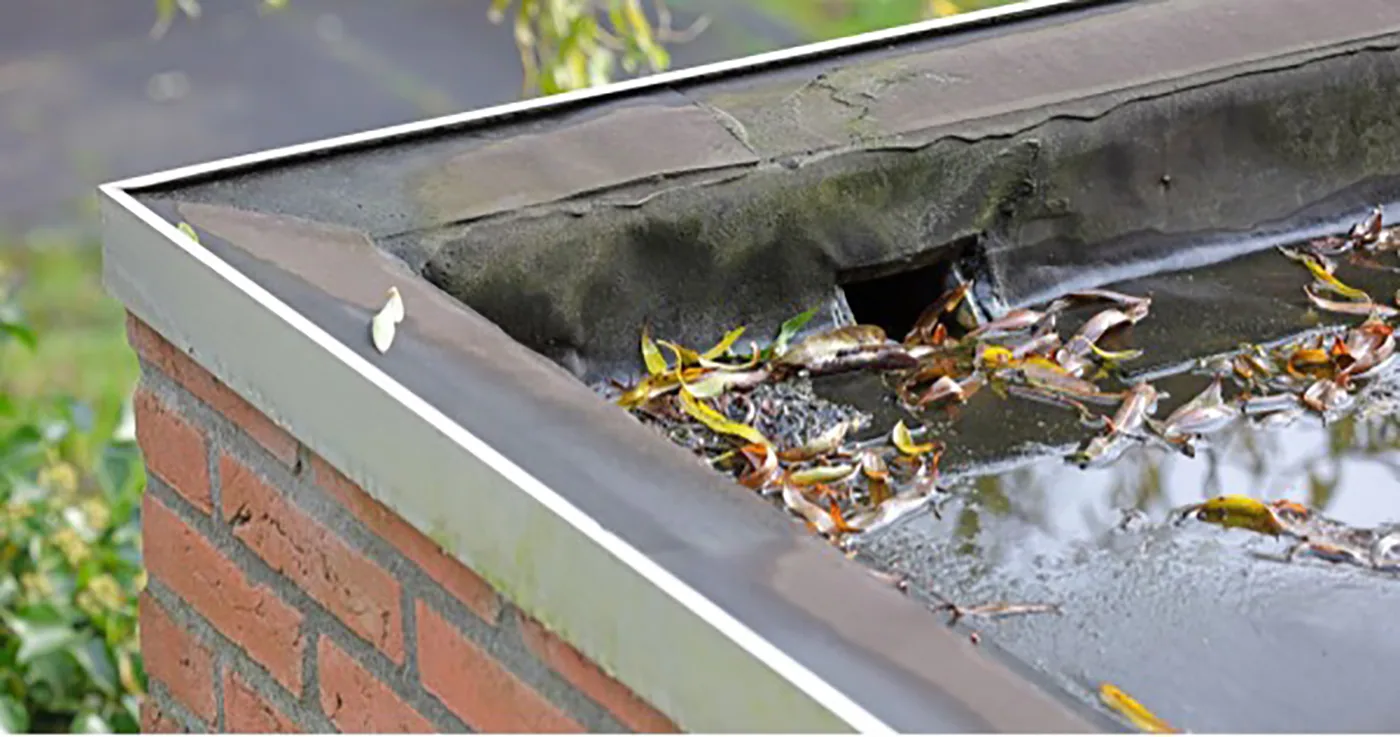 Ponding water at a roof drain